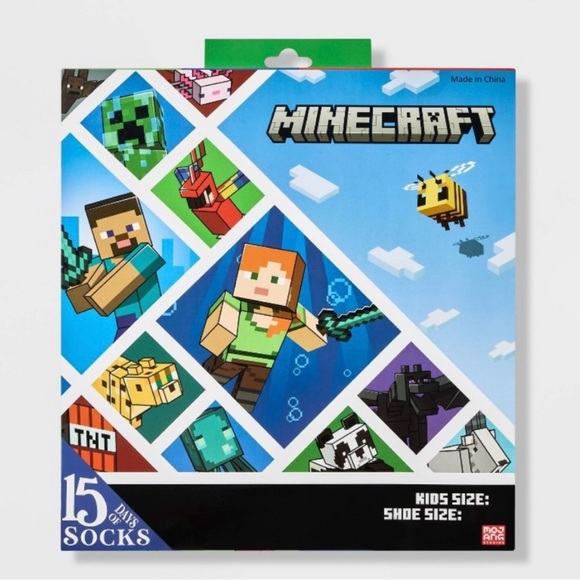 Minecraft Other - Minecraft 15 Days of Socks Kids Large Gift Set